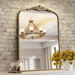 Vintage Baroque Arched Wall Mirror in Antique Gold