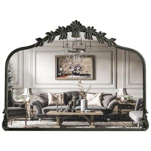Black Antique Mirror with Ornate Frame, 32x24 Inch