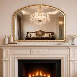 Antique Gold Beaded Arched Wall Mirror 36x28