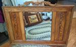 Antique Wooden Frame Beveled Glass Wall Mirror
