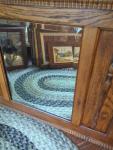 Antique Wooden Frame Beveled Glass Wall Mirror