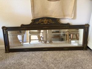 Antique Etched Glass Buffet Mantle Mirror