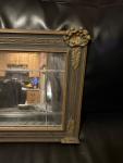 Antique Etched Glass Buffet Mantle Mirror