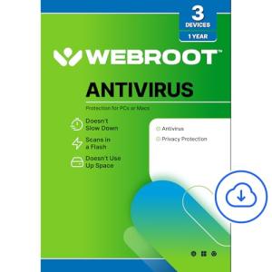 Webroot Antivirus 2026 | 3 Devices | 1 Year