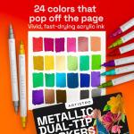 ARTISTRO Metallic Acrylic Paint Markers - Dual Tip Pens