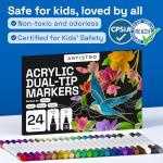 ARTISTRO Metallic Acrylic Paint Markers - Dual Tip Pens