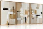 Large Abstract Beige Framed Canvas Art Set