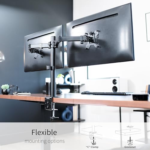VIVO Dual Monitor Adjustable Desk Mount, Black