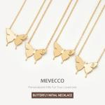 Gold Dainty Initial Butterfly Pendant Necklace