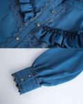 Victorian Gothic Blue Blouse for Women