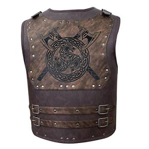 Viking Warrior PU Leather Chest Armor - Axe Brown