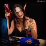 Red Viking Drinking Horn for Beer and Mead