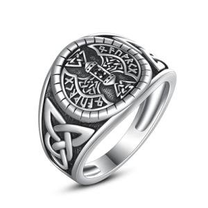 Sterling Silver Viking Battle Axe Ring for Men