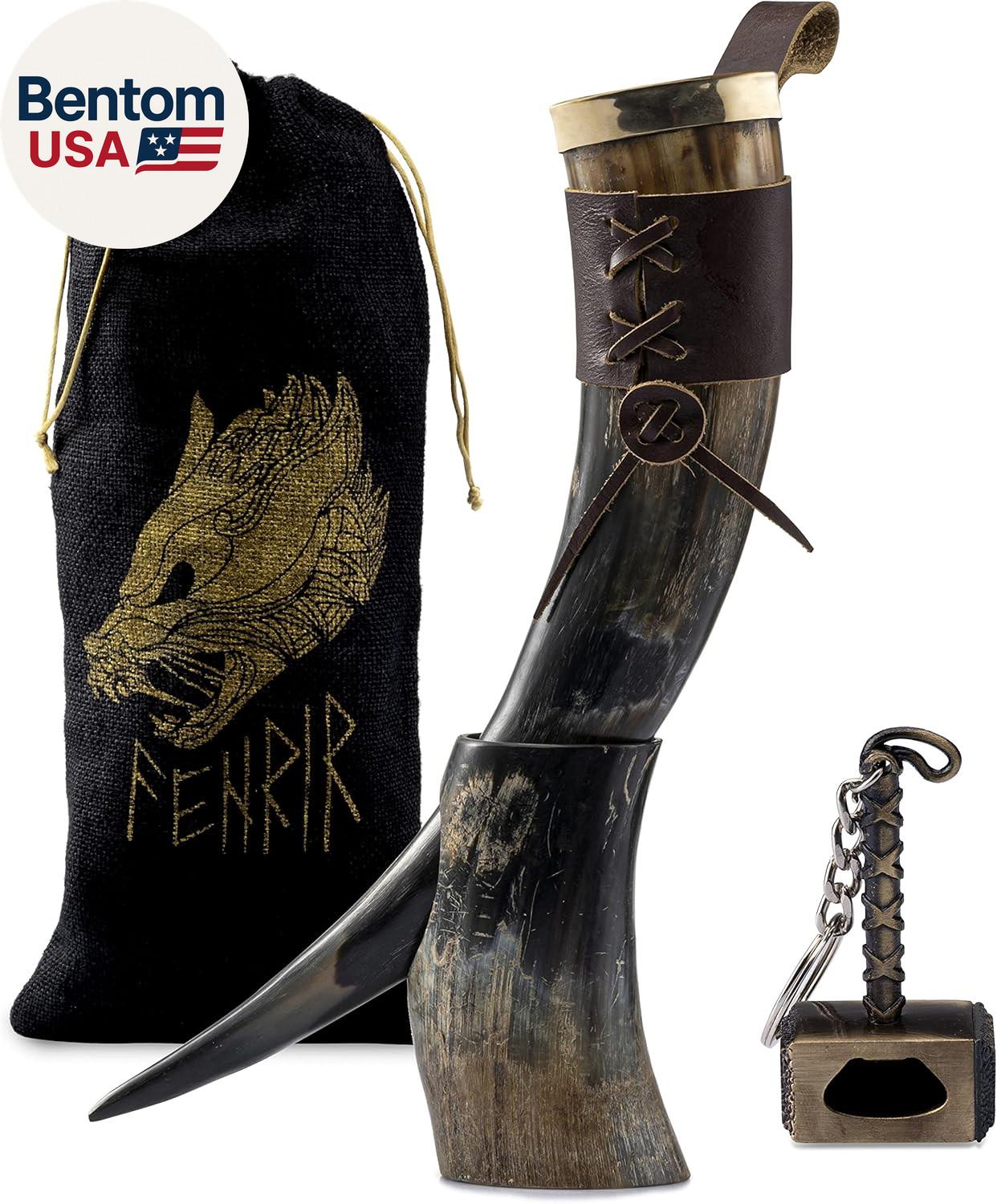 Viking Drinking Horn with Stand - 16 Oz Gift