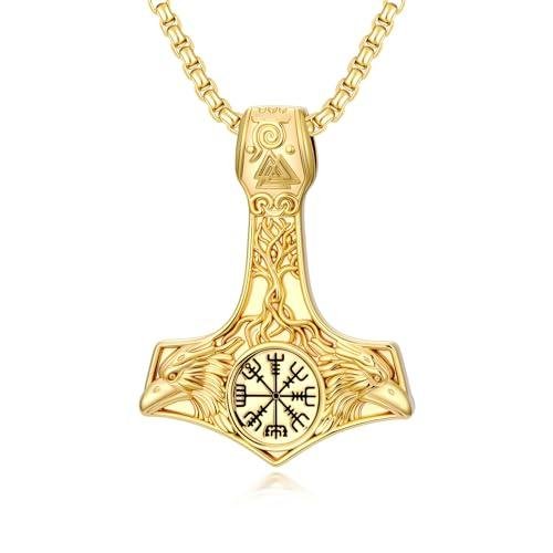 Men's Viking Thor's Hammer Necklace in Gold