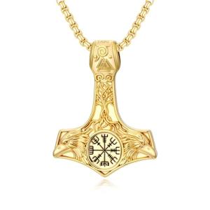 Men's Viking Thor's Hammer Necklace in Gold