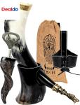 Ox-Horn Viking Drinking Horn with Stand and Holder