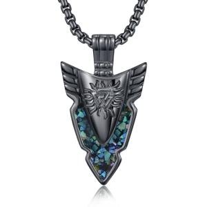 Viking Arrowhead Necklace with Black Abalone Pendant