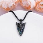 Viking Arrowhead Necklace with Black Abalone Pendant