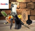 Ox-Horn Viking Drinking Horn with Stand and Holder