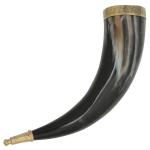 Norse Drinking Horn with Brass Accents & Stand