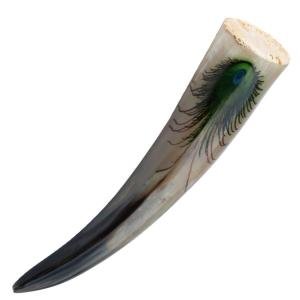 Peacock Design Norse Drinking Horn Mug 13-15