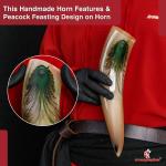 Peacock Design Norse Drinking Horn Mug 13-15