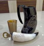 Rustic Viking Horn Mug, Shot Glass, Bottle Opener Set