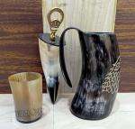 Rustic Viking Horn Mug, Shot Glass, Bottle Opener Set