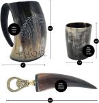 Rustic Viking Horn Mug, Shot Glass, Bottle Opener Set