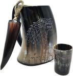 Rustic Viking Horn Mug, Shot Glass, Bottle Opener Set