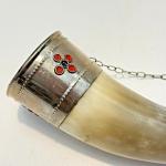 Viking Drinking Horn with Chain and Faux Gems