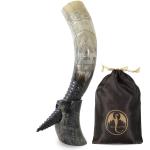 Viking Drinking Horn with Stand and Valknut Design