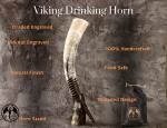 Viking Drinking Horn with Stand and Valknut Design