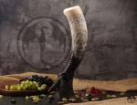 Viking Drinking Horn with Stand and Valknut Design