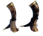 Hand-Carved Viking Drinking Horn Mug Set