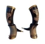 Hand-Carved Viking Drinking Horn Mug Set