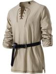 Men's Viking Renaissance Lace-Up Shirt - Khaki