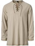 Men's Viking Renaissance Lace-Up Shirt - Khaki