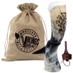 Viking Drinking Horn with Stand and Vegvisir Design