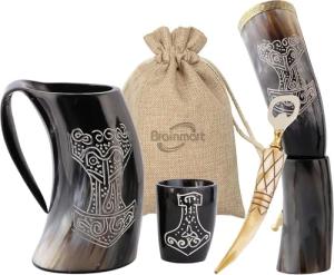 Viking Drinking Horn Mug Set - 5 Pieces