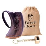 Viking Drinking Horn Mug with Burlap Gift Sack