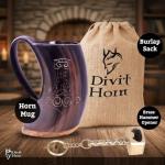 Viking Drinking Horn Mug with Burlap Gift Sack