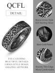 Sterling Silver Black Viking Ring with Norse Runes