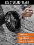 Sterling Silver Black Viking Ring with Norse Runes