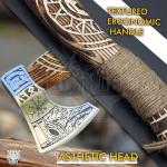 Engraved Viking Axe with Wooden Handle