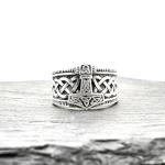 Thor's Hammer Mjolnir Viking Silver Ring for Men