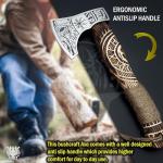 Engraved Viking Axe with Wooden Handle
