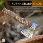 Engraved Viking Axe with Wooden Handle