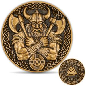 Viking Warrior Challenge Coin with Valknut Design